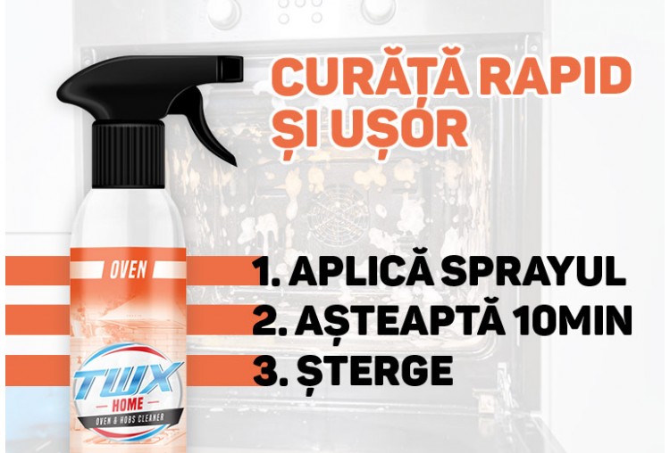 TWX® Home Oven – Produs pentru Curățat Cuptorul și Plita Fără Vapori Nocivi 300 ml